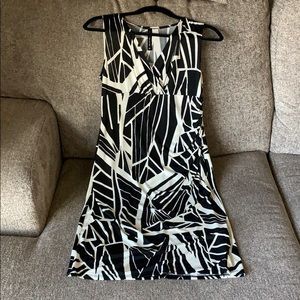 Gorgeous Black & Cream Lori M Dress with Side Ruch